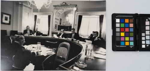 Senators including Andrew Schoeppel and George Smathers at a round conference desk