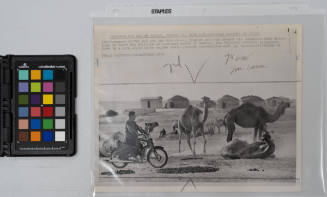 The Old and the New: young Iranian arrives aboard his Japanese-made motorbike to visit his relative at compound north of Gonbad. The Turkoman nomadic tribesmen live in a lifestyle quite unlike their younger contemporaries, August 20, 1971