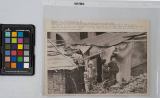 Kids In Rubble: Some children stand in a rubble strewn residence in the Kham Thien district of Hanoi, March 27th, 1973. The neighborhood was hit by a B-52 strike in December of last year. the children of Hanoi sometimes work with their parents to clear away the wreckage