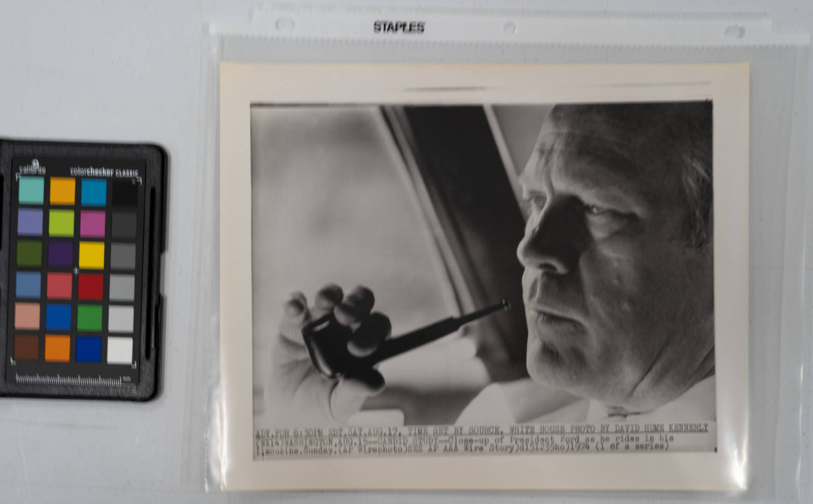 Candid Study: close-up of President Ford as he rides in his limousine during his first week in office, August 15, 1974