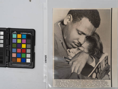 Emotions Take Over: Army Private Ronald Lockman, 23, of Philadelphia, hugs his mother, Mrs. Vivan Williams, during emotional press conference following his conviction and sentencing at San Francisco’s Presidio. Lockman was convicted of refusing to obey orders to go to Vietnam, and was sentenced to two and a half years at hard labor, November 1967