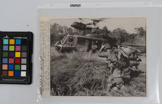 Keeping Saigon Secure: two soldiers from the First Air Cavalry Division move toward a helicopter which airlifted them from a two-week patrol northeast of Saigon. They are members of one of the few remaining U.S. combat units operating in South Vietnam and are charged with security of the area east of Saigon-Bien Hoa region, Ho Chi Minh City, Vietnam, February 1972