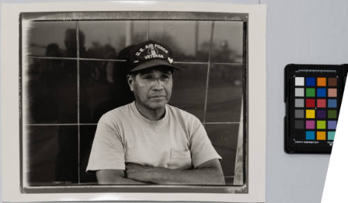 Leonard Jim, Tohono O'Odham and ten-year veteran, at Sacaton, tribal headquarters of the Gila River (Pima) Reservation, Sacaton, Arizona