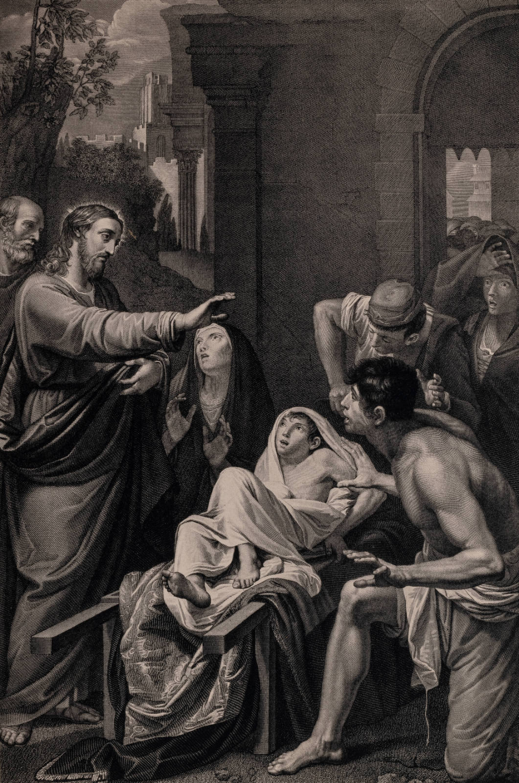 Christ Resurrects the Son of the Widow of Hain (after Agostino Carracci)