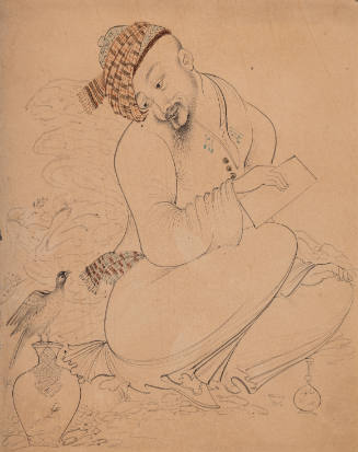 Man with a Bird Perched on a Vase